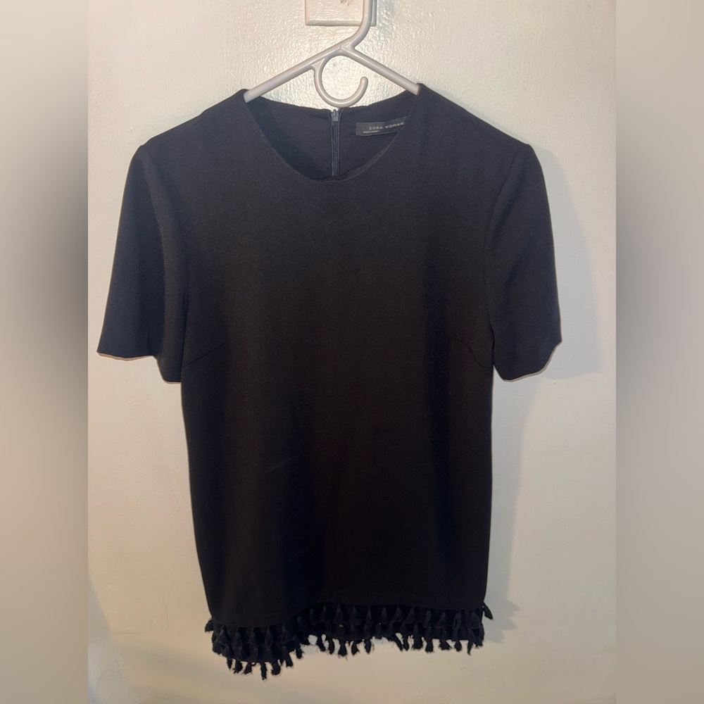 Zara Black Fringe dress